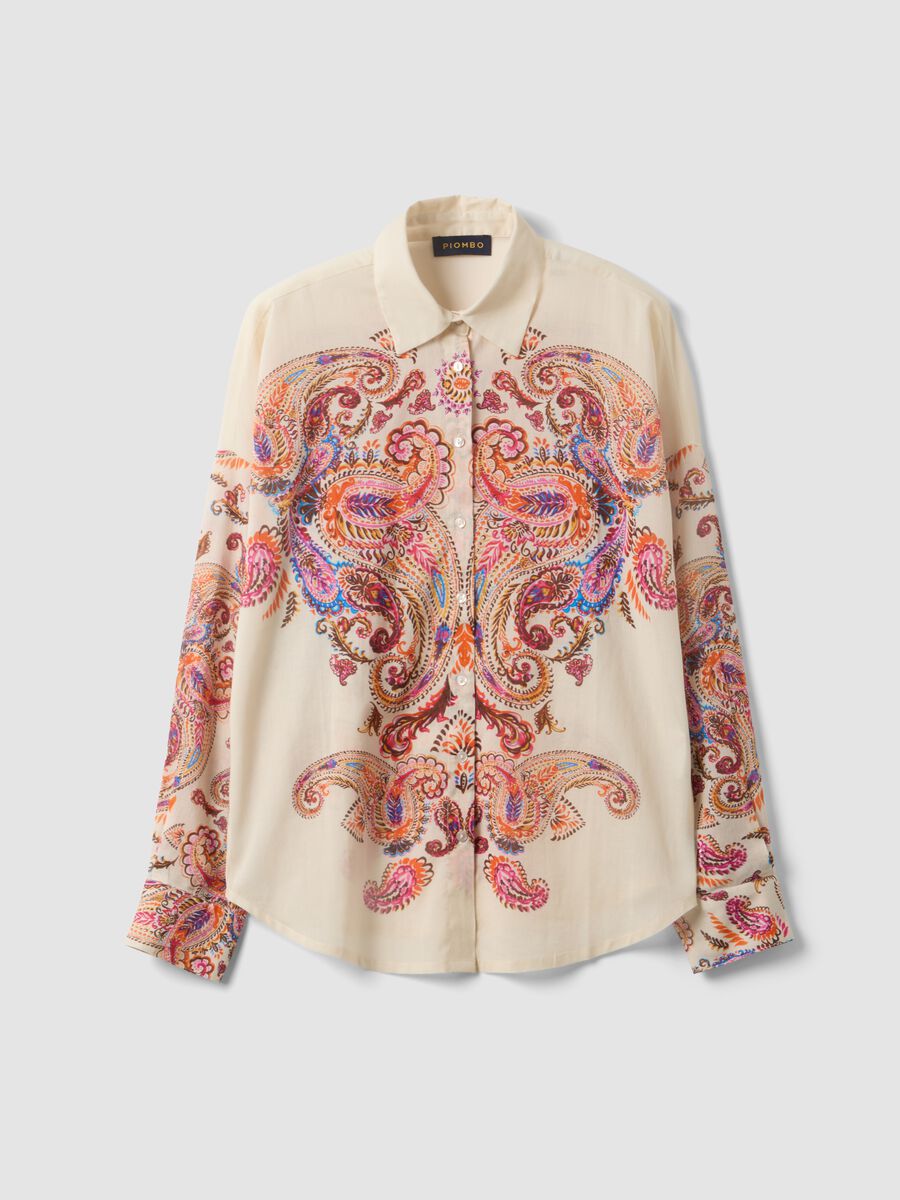 Camicia multicolor a maniche corte in puro cotone_4