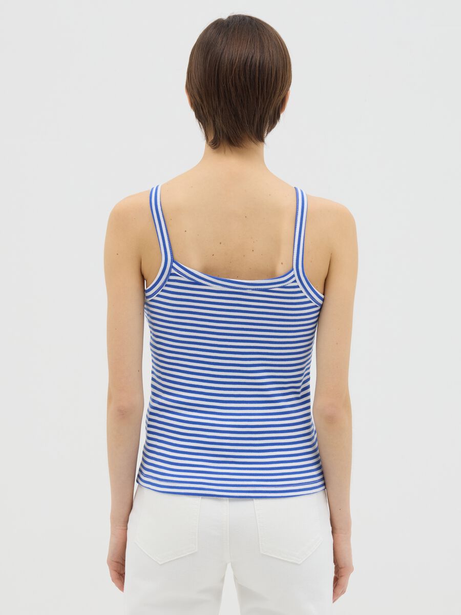 Blue and white striped cotton top_3