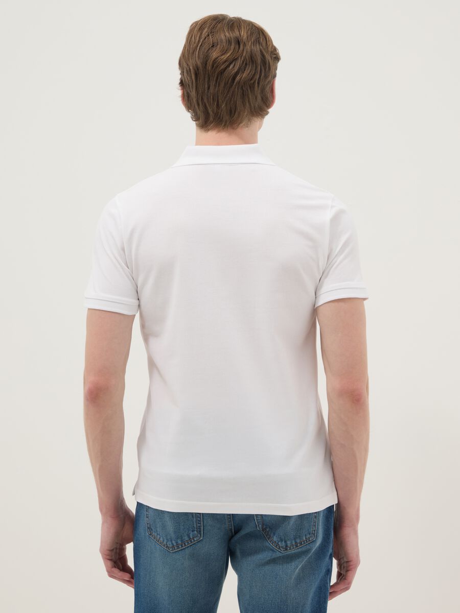 Short-sleeved pure cotton white polo shirt_2