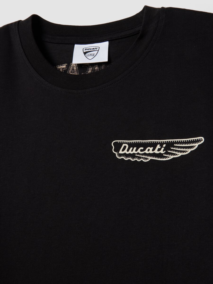 T-shirt in puro cotone nero regular fit con stampa Ducati_5