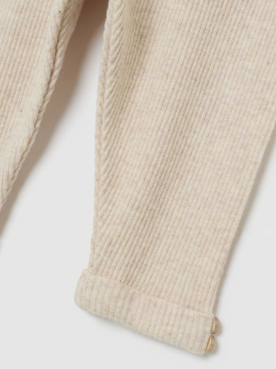 Baby girl beige cotton blend leggings slim fit_3