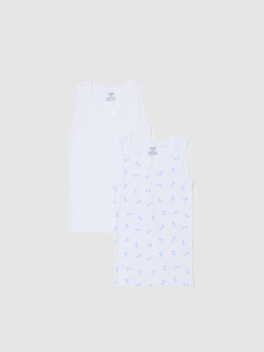 Twin pack of white girls' vests in pure cotton regular fit_0