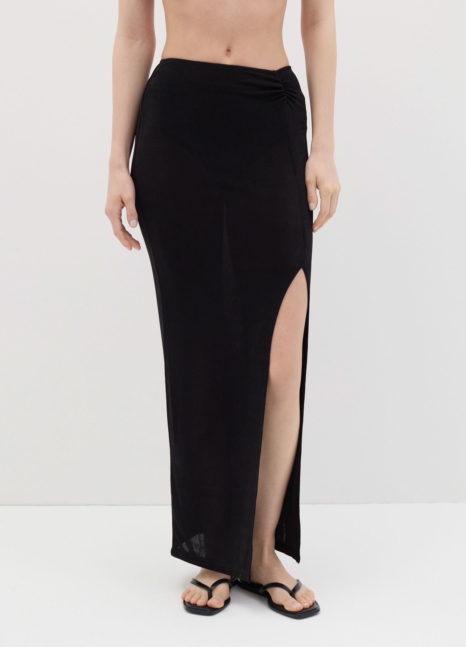 Long black beach cover-up skirt