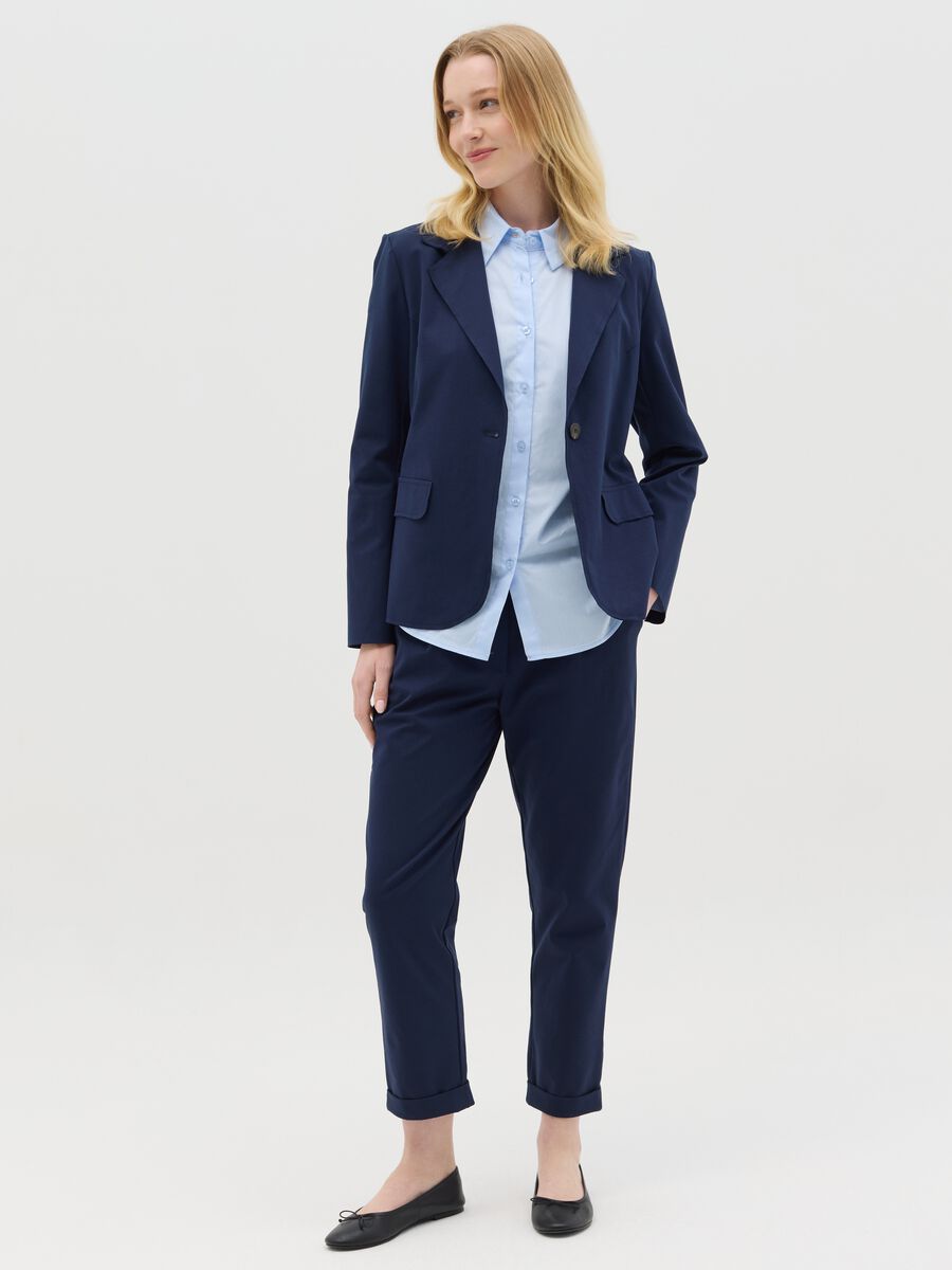 Blue stretch single-breasted blazer_1