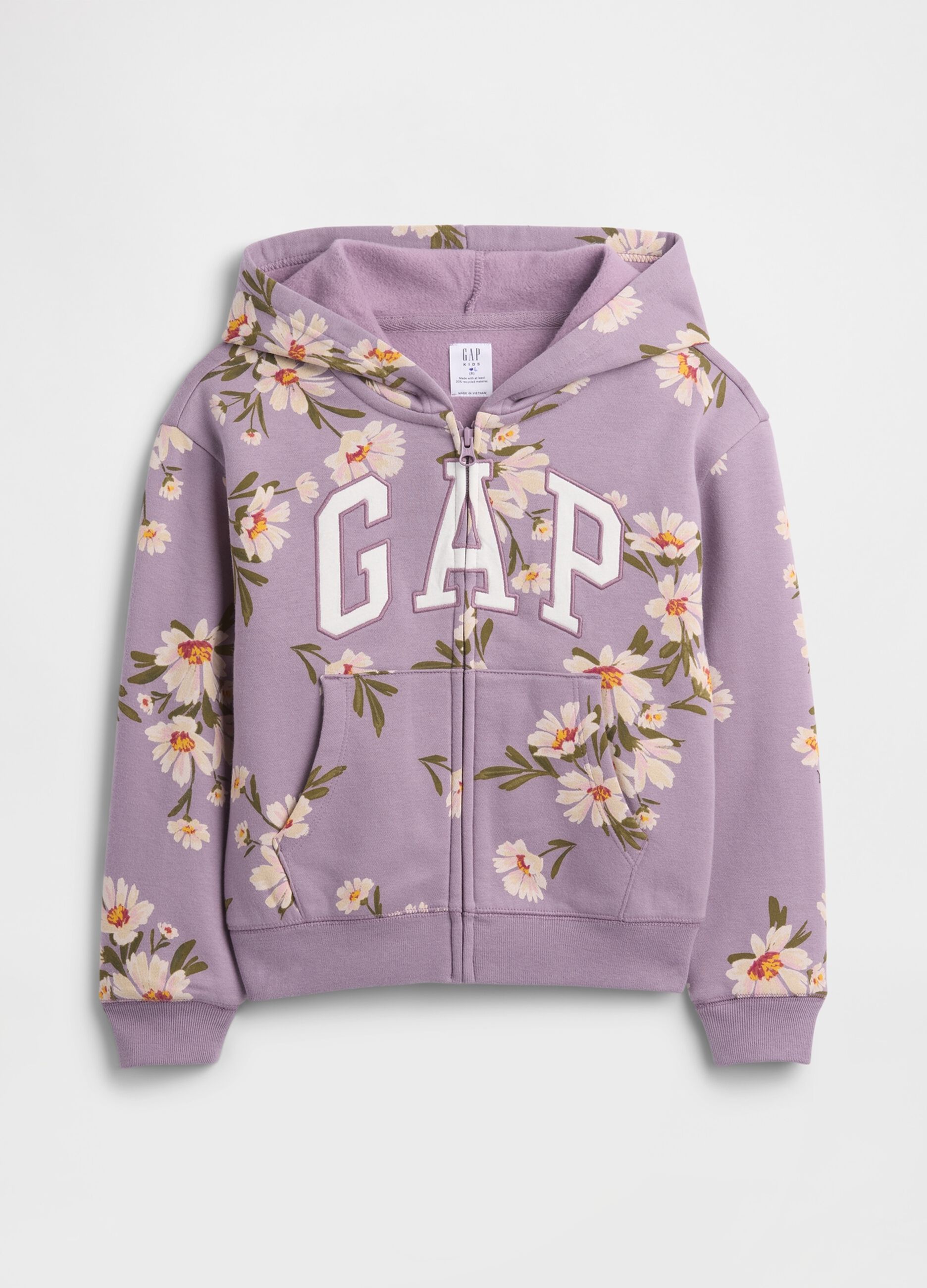 Purple Floral Hoodie with Zip