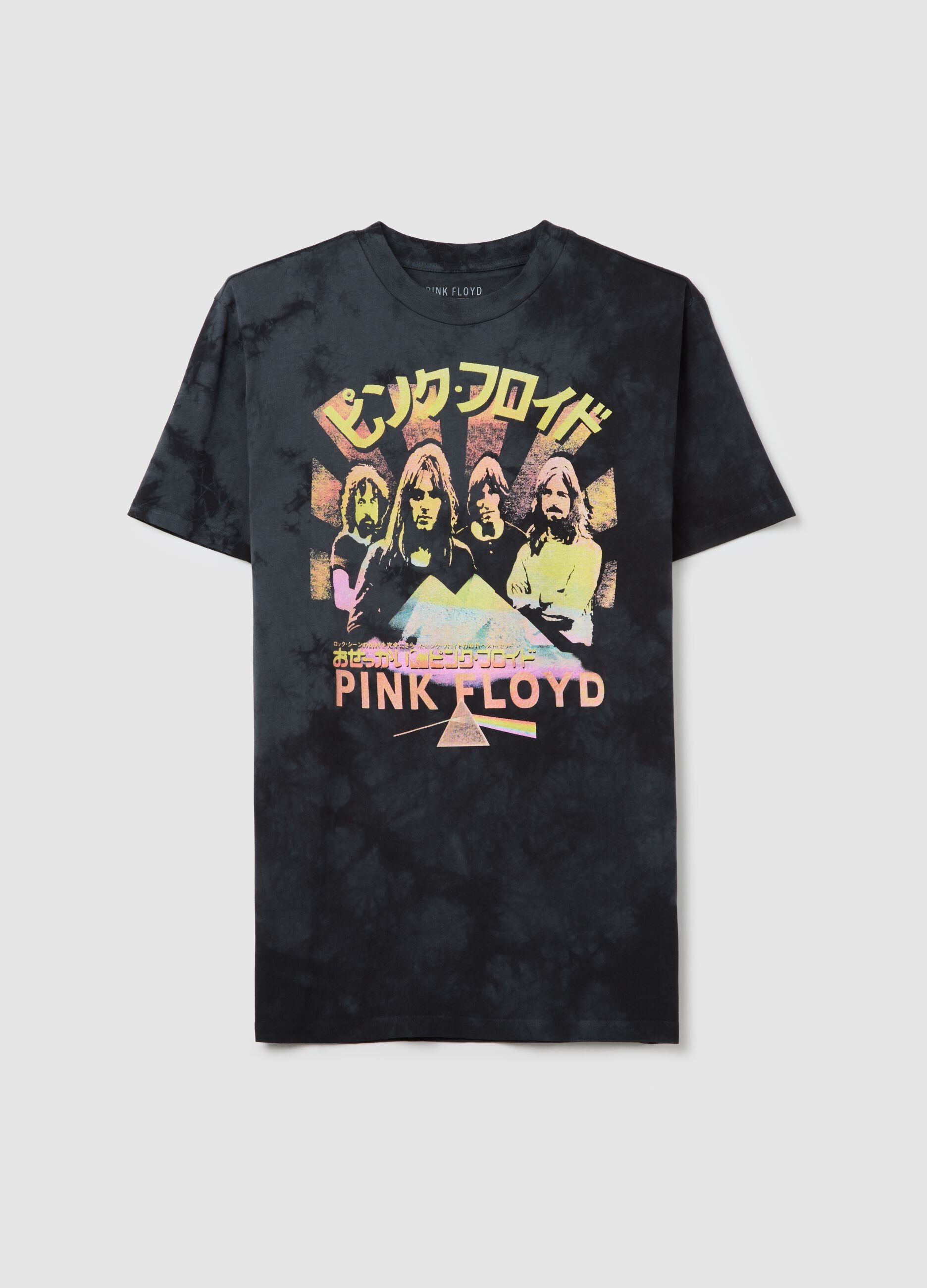 Tie-dye T-shirt with Pink Floyd print