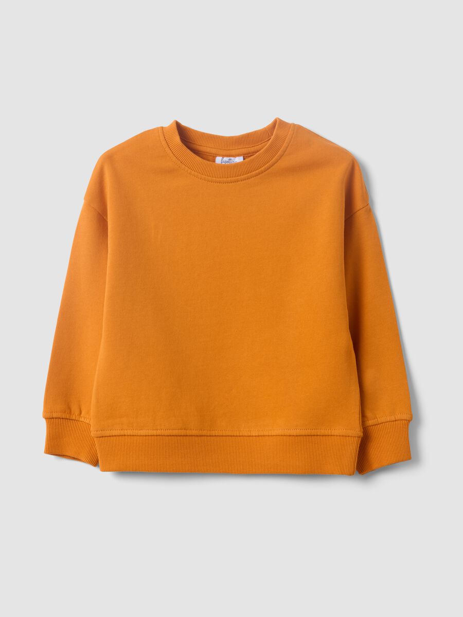 Orange oversized sweatshirt in pure organic cotton for boys_0