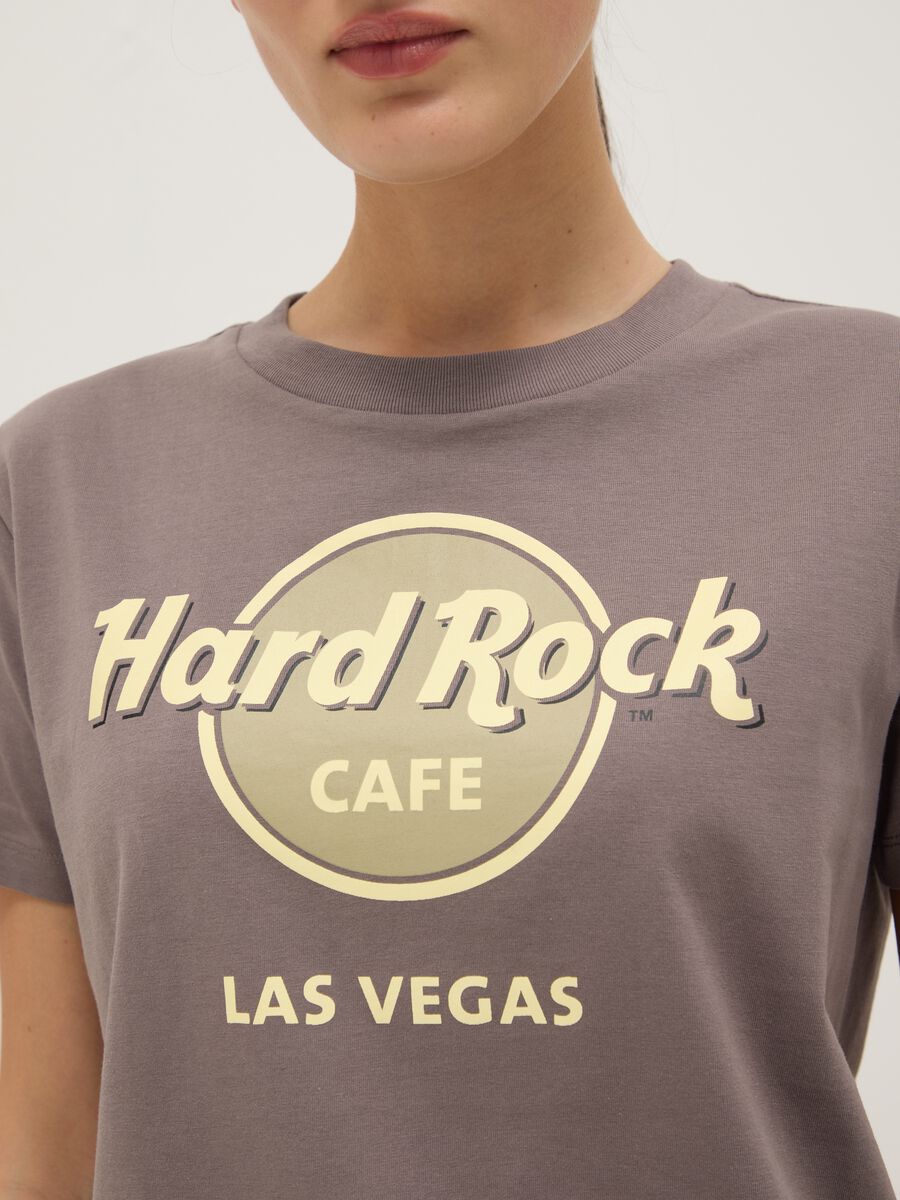 Grey pure cotton regular fit T-shirt with Hard Rock Cafe logo_3