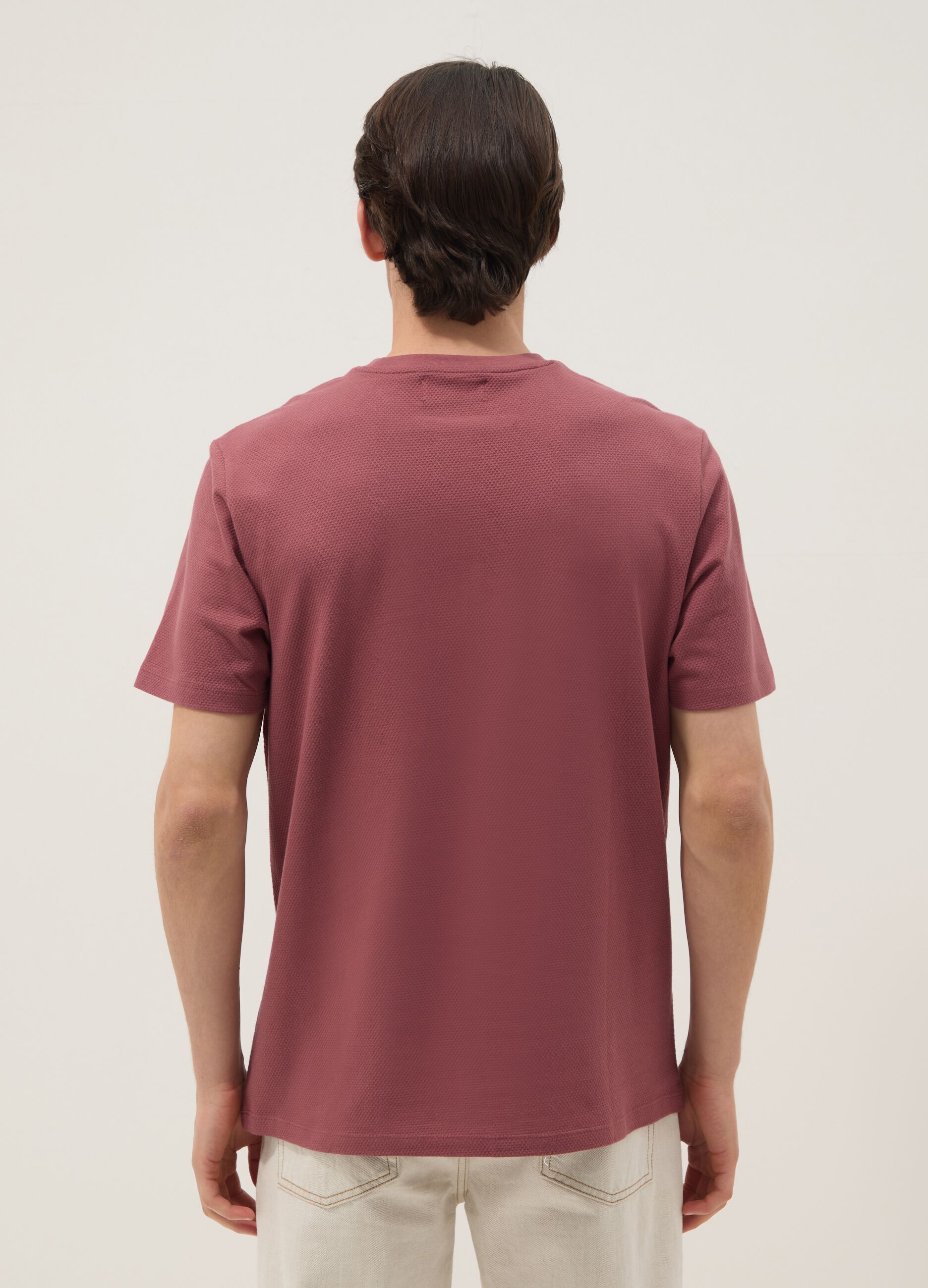 Pink short-sleeve pure cotton T-shirt