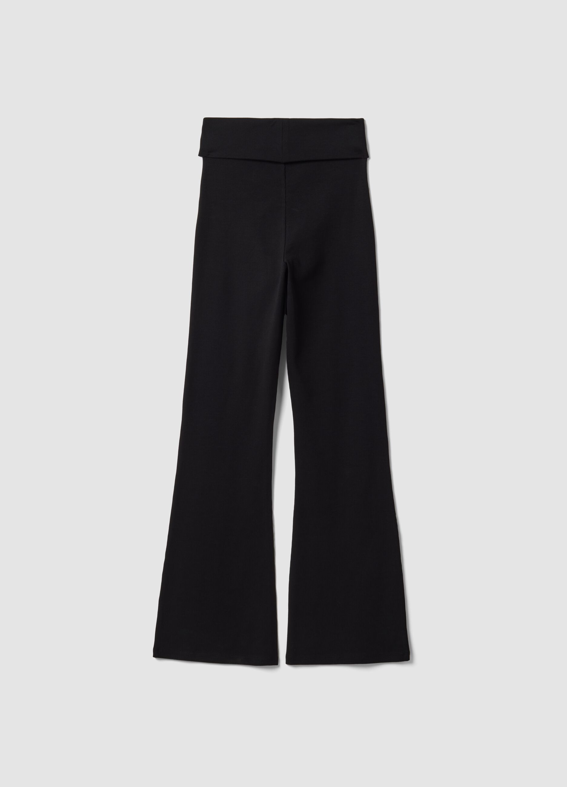 Leggings neri flare fit in puro cotone a costine