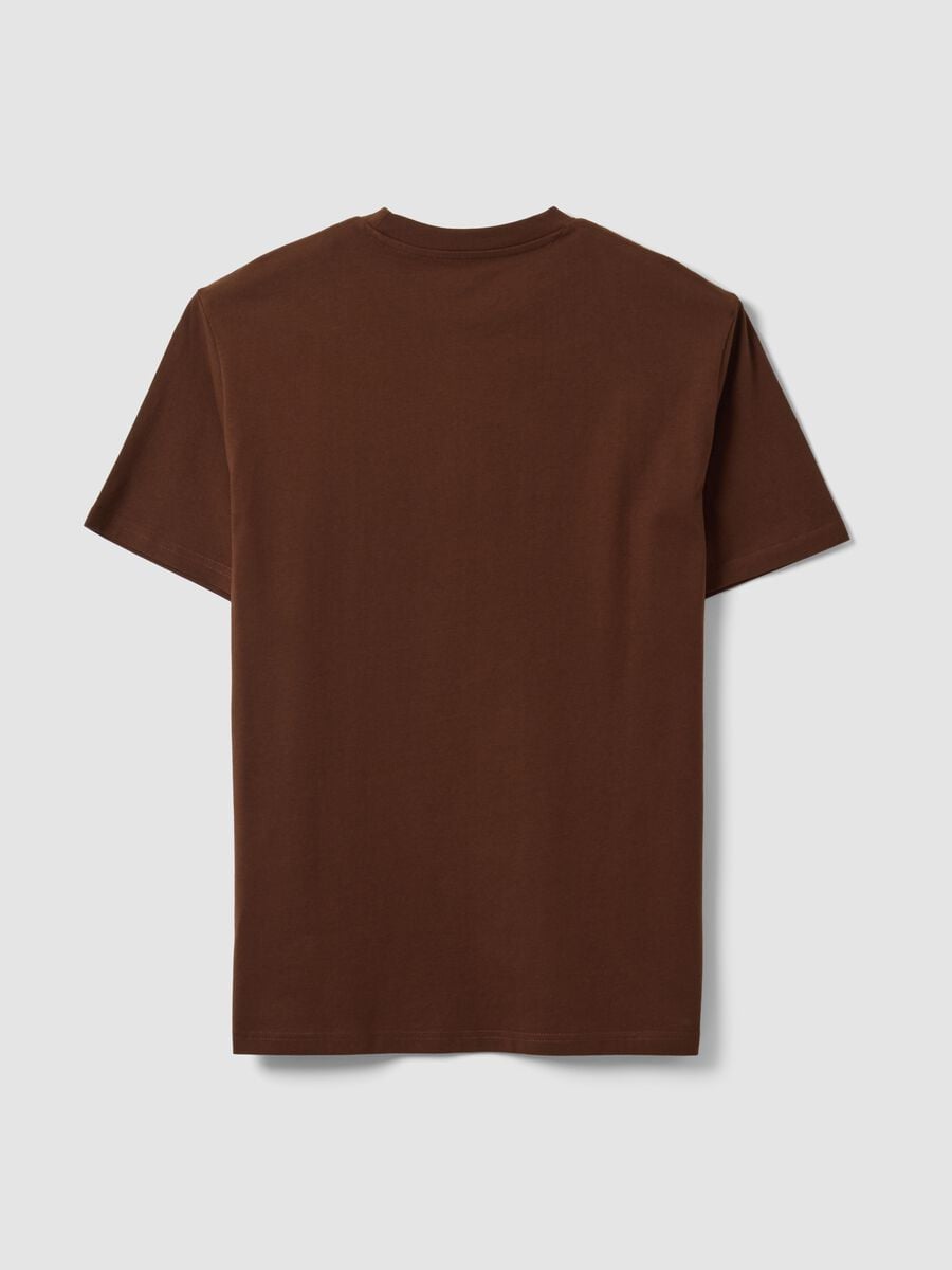 Brown pure cotton jersey slogan T-shirt, regular fit_5