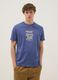 Blue short-sleeve pure cotton T-shirt with print_0