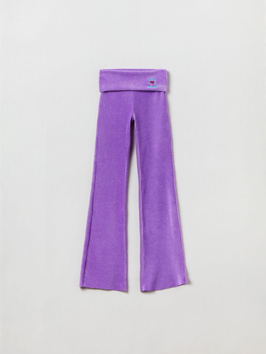 Treggings flare fit a costine con ricamo_0