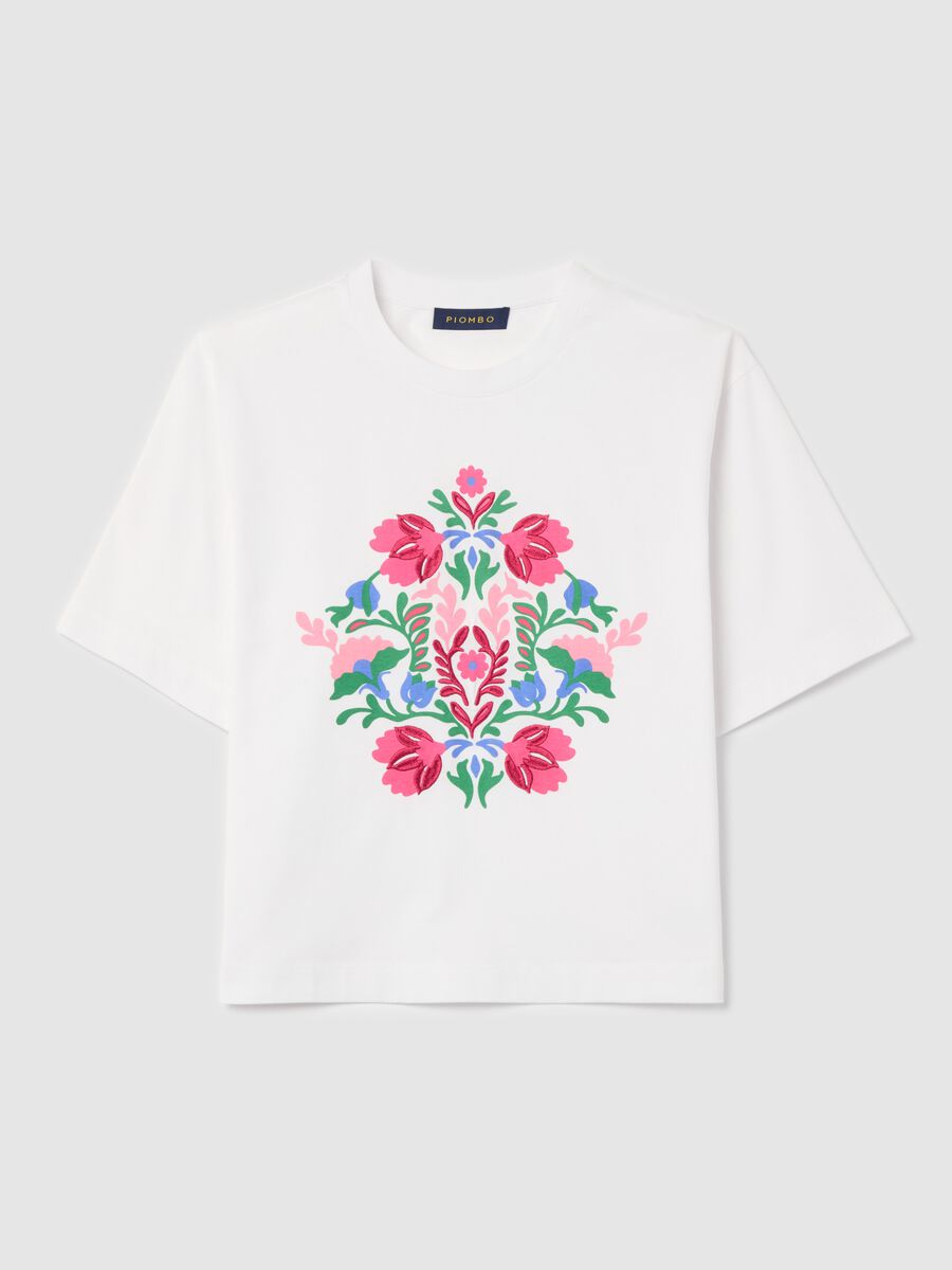 White boxy-fit T-shirt with floral embroidery_4