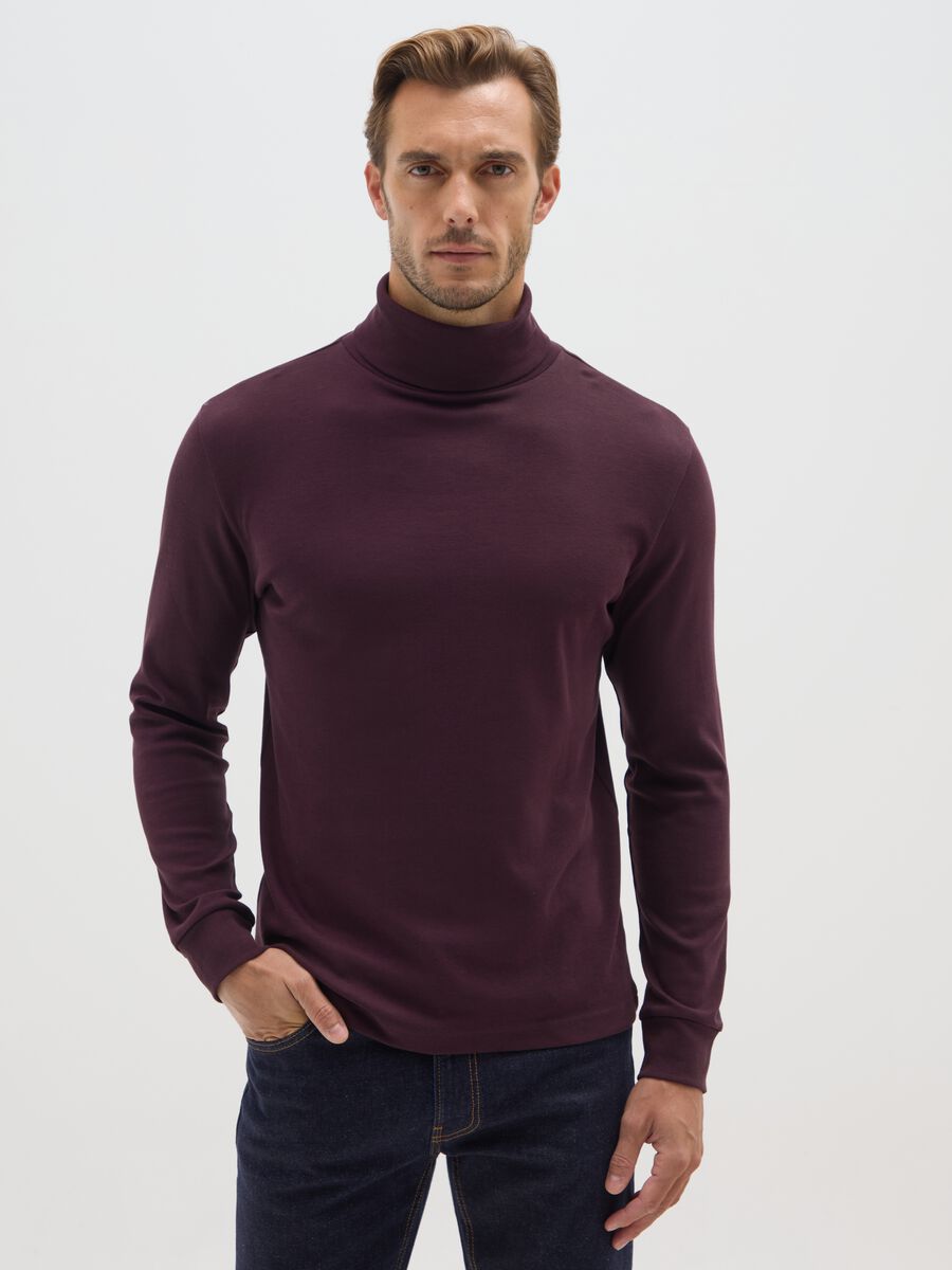 Maglietta viola a maniche lunghe in cotone_0