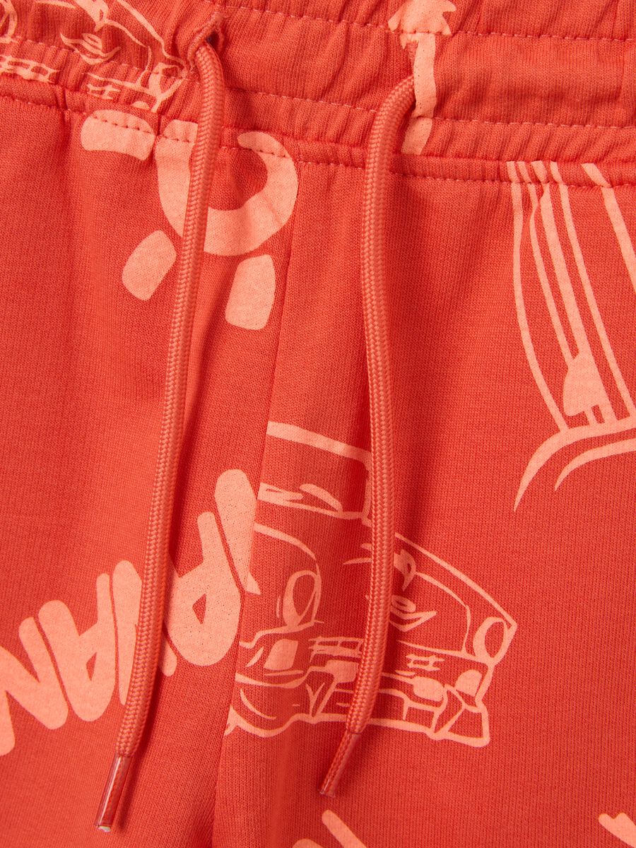 Children's set in pure cotton with white t-shirt and orange shorts_3