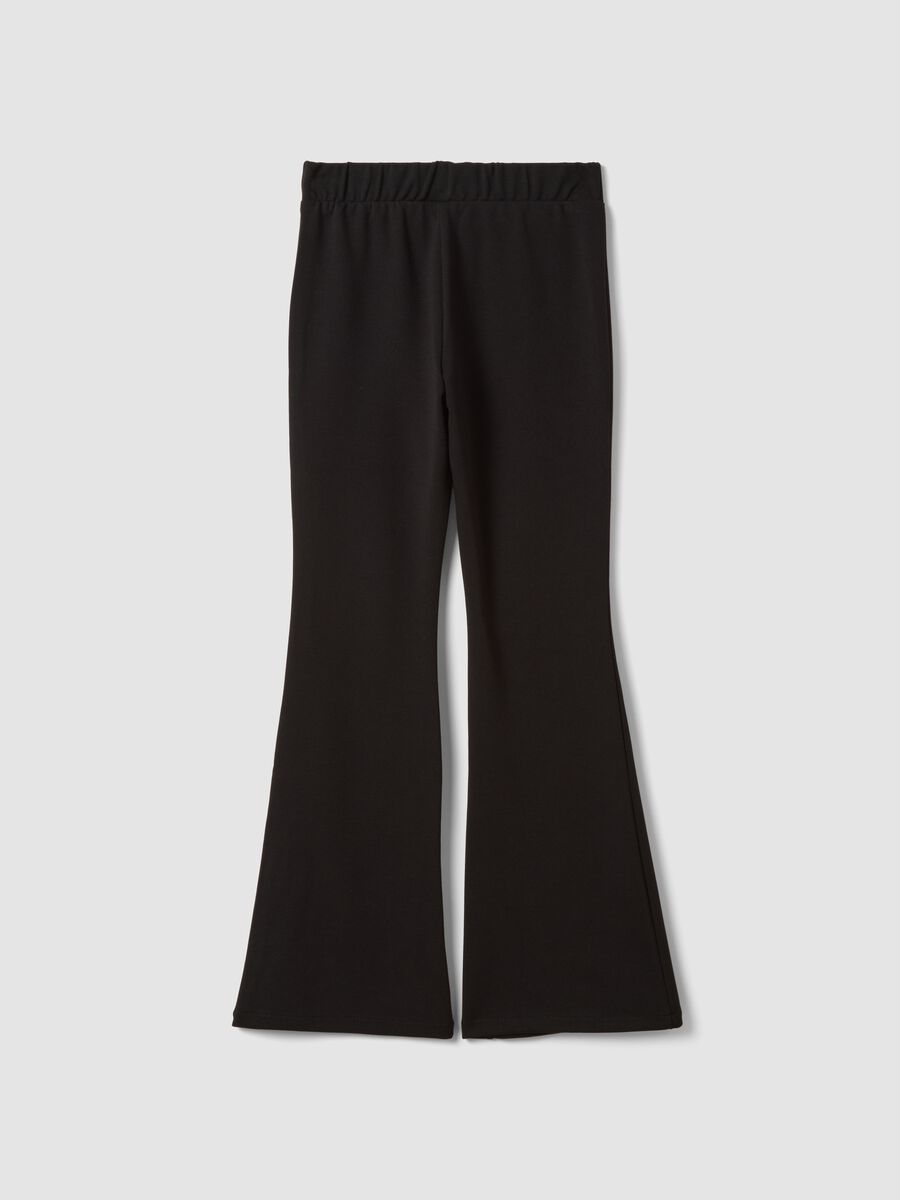 Pantaloni neri flare in viscosa elasticizzato_1