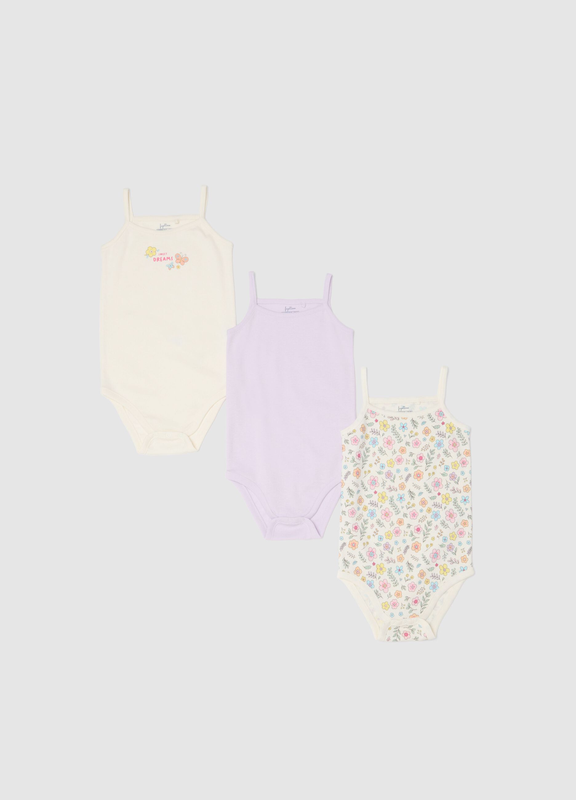 Multicolour pure cotton baby bodysuit tripack