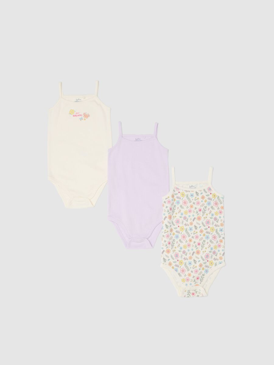 Multicolour pure cotton baby bodysuit tripack_0