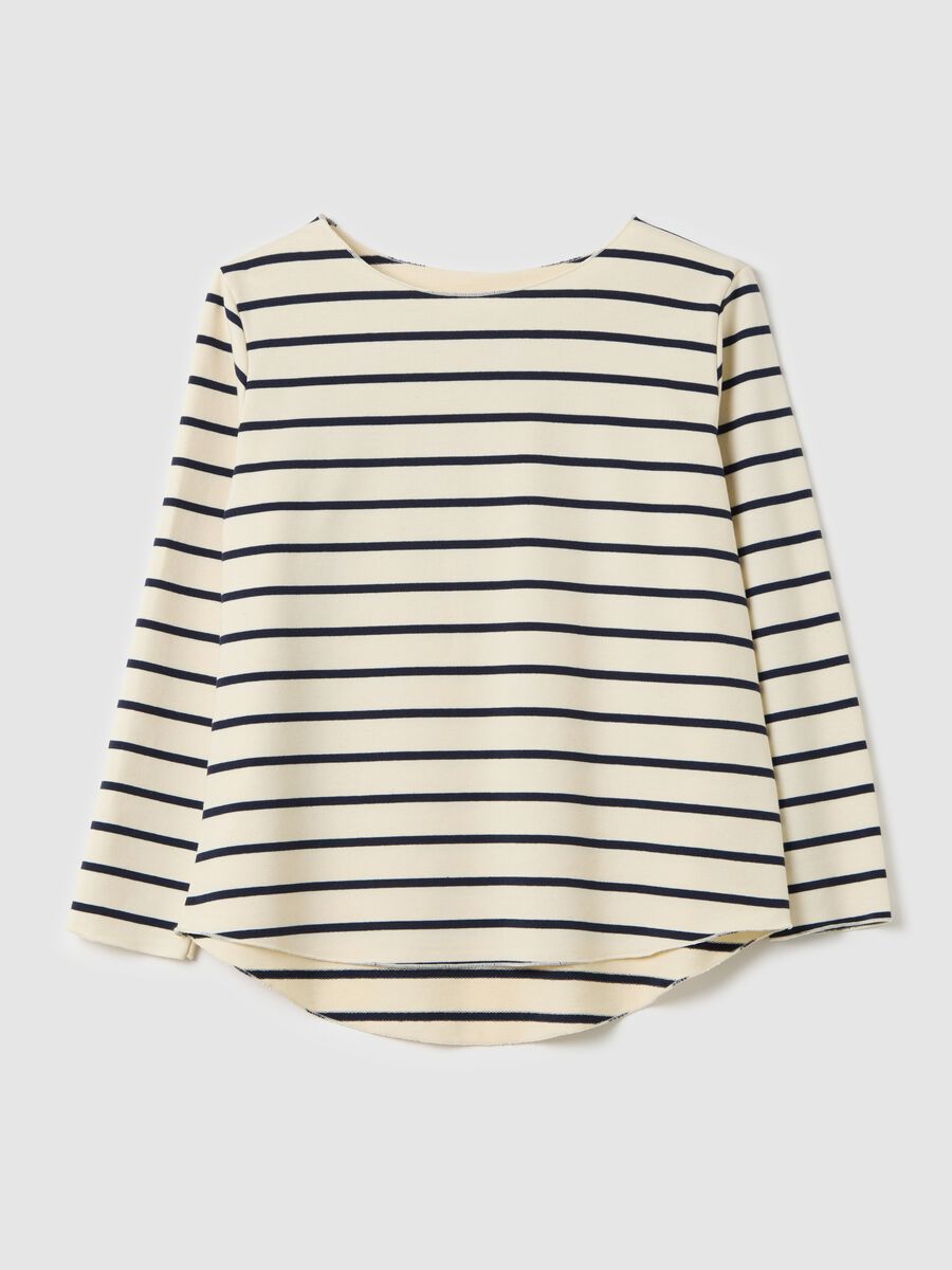 White and blue T-shirt in striped cotton_4