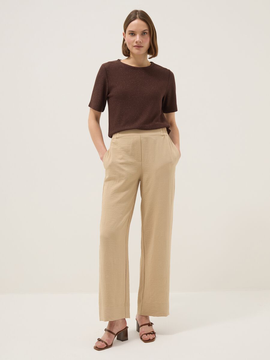 Brown short-sleeve viscose-blend T-shirt, regular fit_2