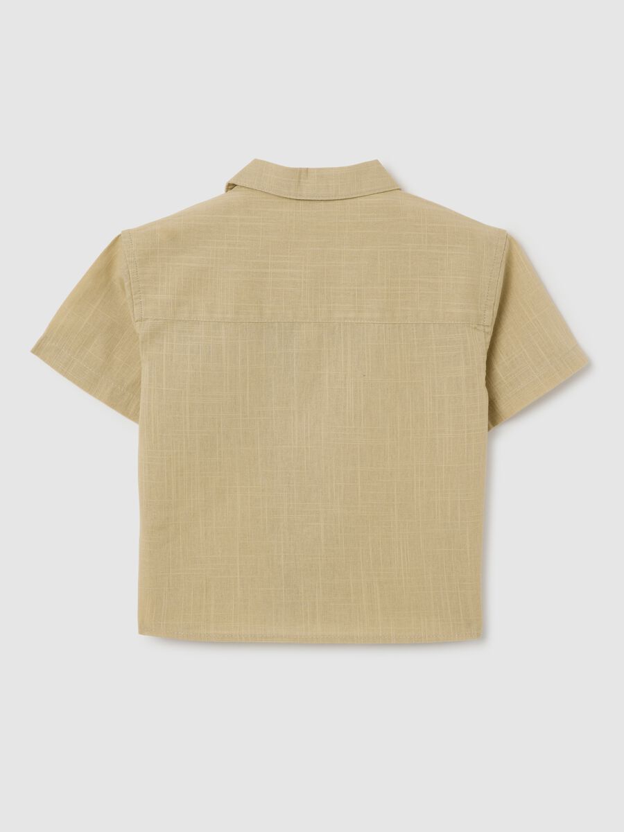 Children's beige oversized pure cotton shirt_1