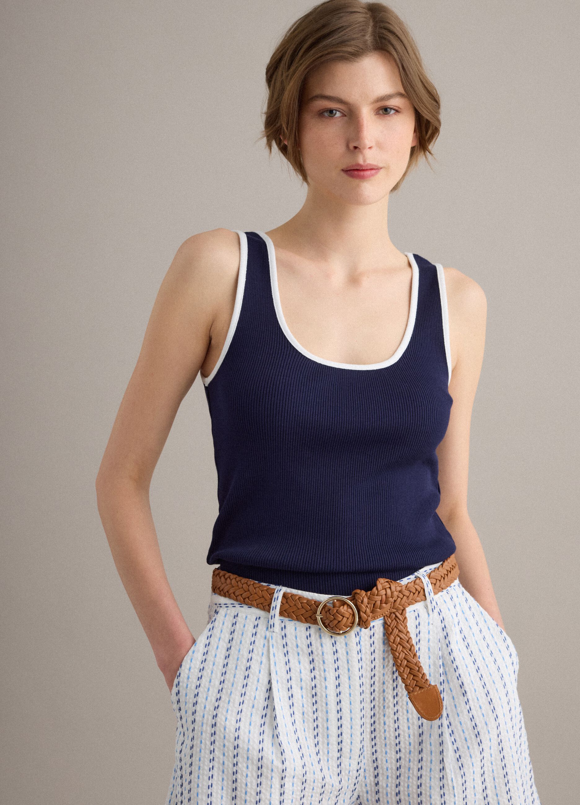 Blue pure cotton tank top