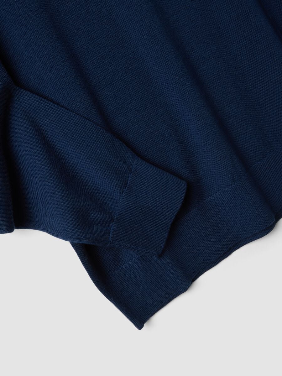 Blue crew-neck jumper in pure merino wool, regular fit_1