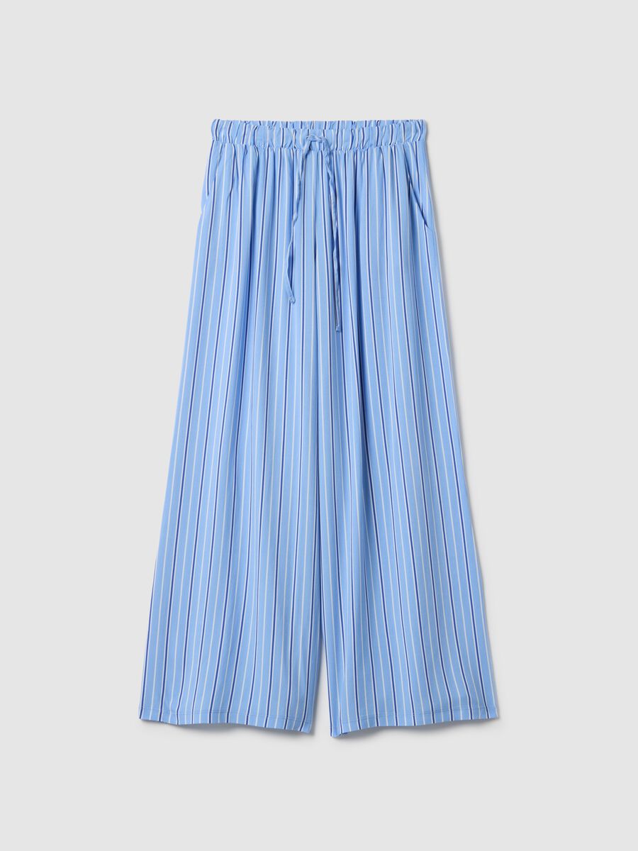 Blue striped pure viscose pajama trousers in regular fit_4