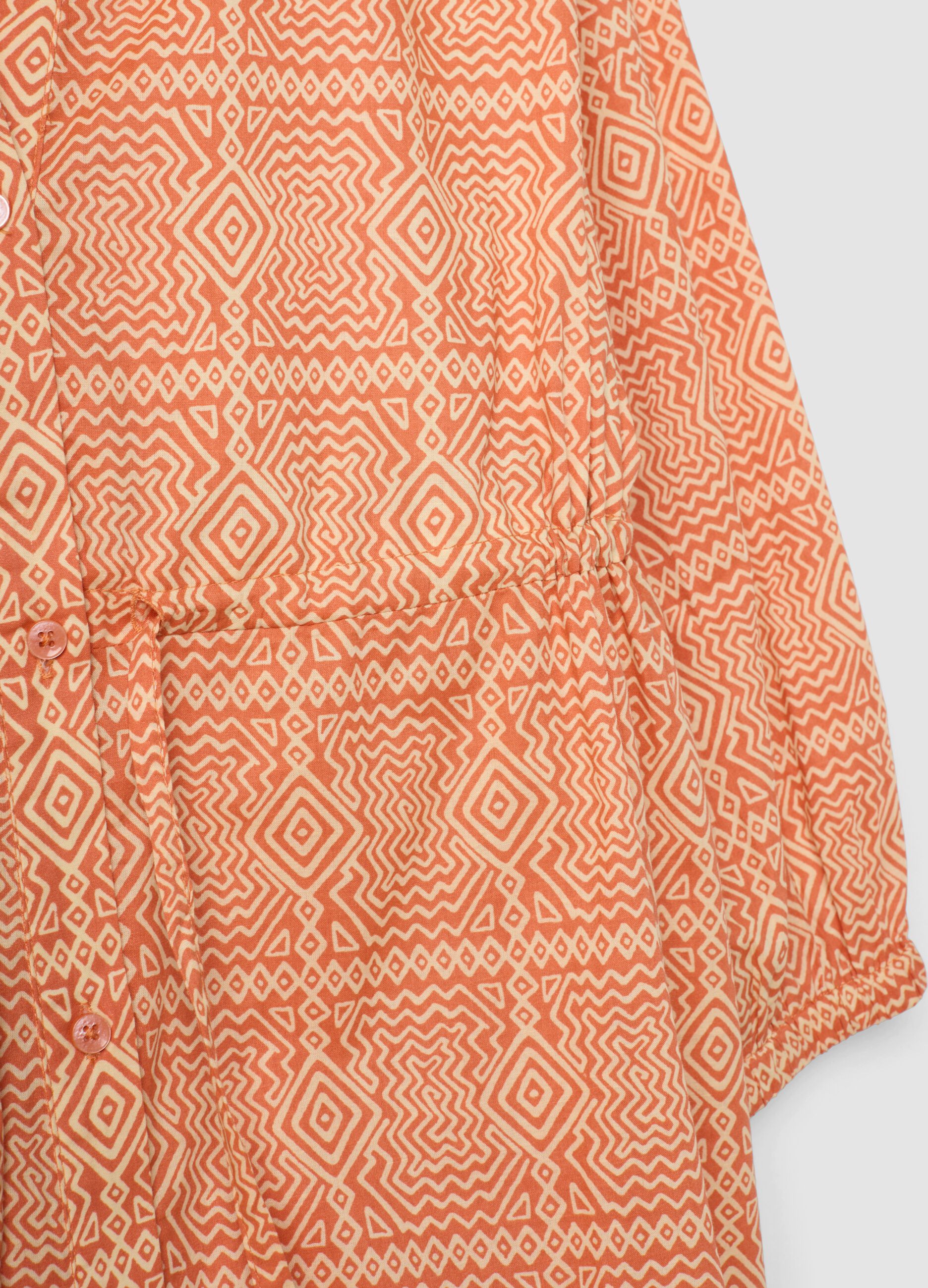 Orange maternity dress in pure cotton with geometric print