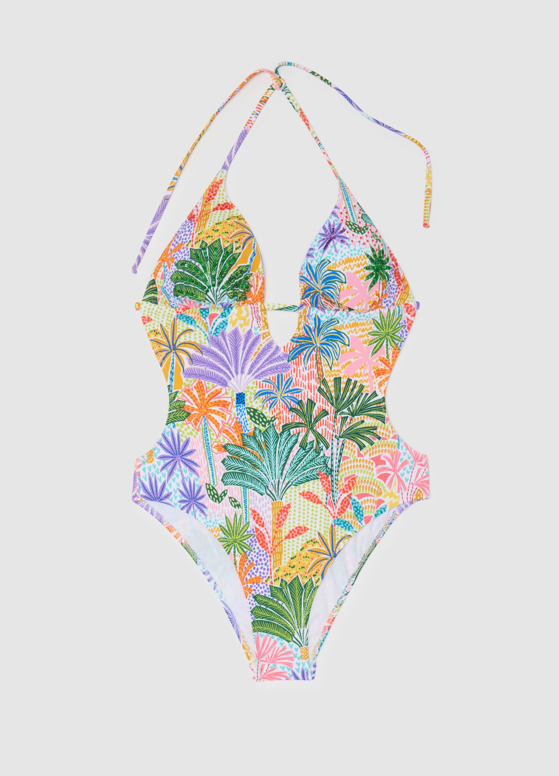Costume intero da donna in misto elasticizzato multicolor