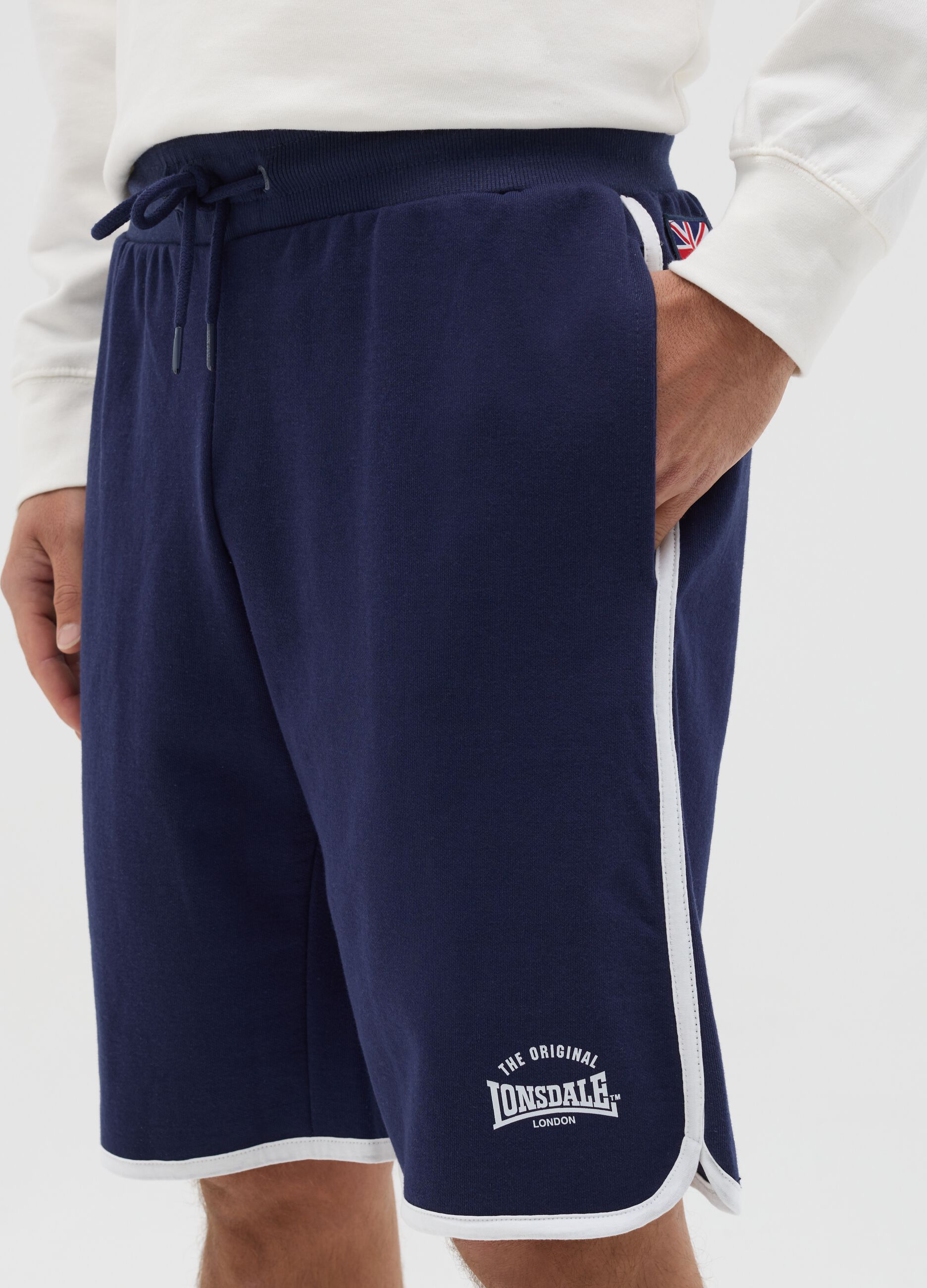 Blue Bermuda joggers with contrasting edging