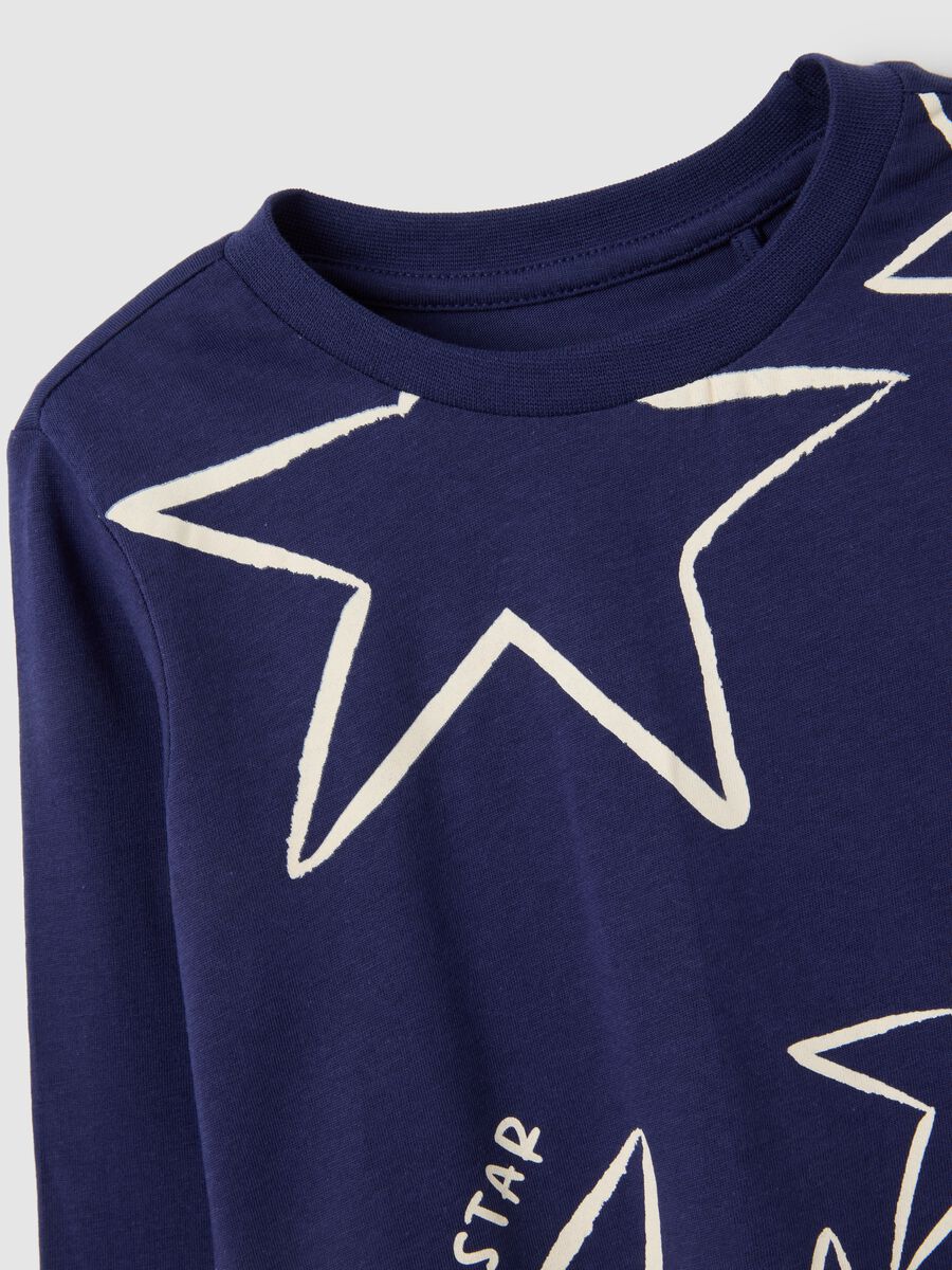 Girls' blue pure cotton regular fit sweater with stars_3