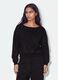 Black cotton-blend sweatshirt with bateau neckline and glitter_0