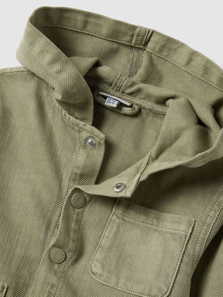 Boys' Pure Cotton Green Shacket Regular Fit with Hood_3