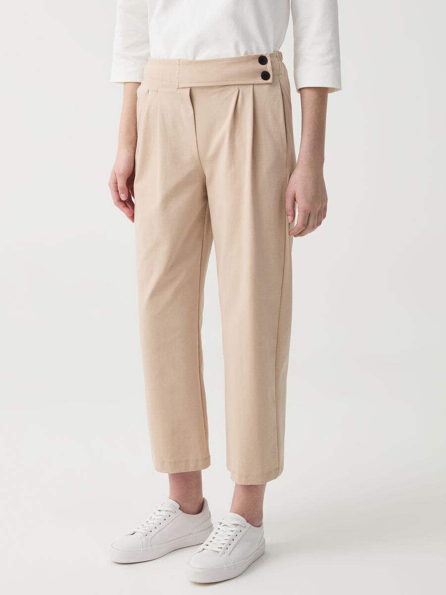 Cropped cigarette trousers with buttons_1
