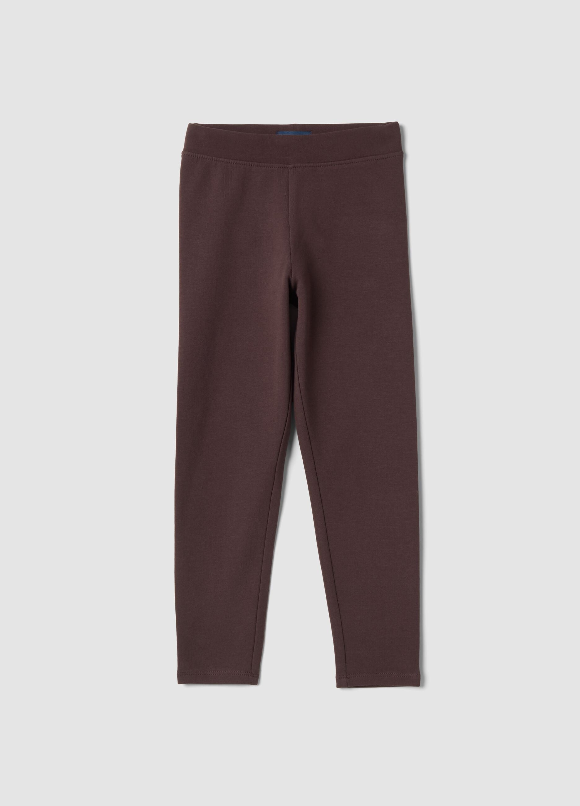 Leggings marroni in cotone organico elasticizzato skinny fit