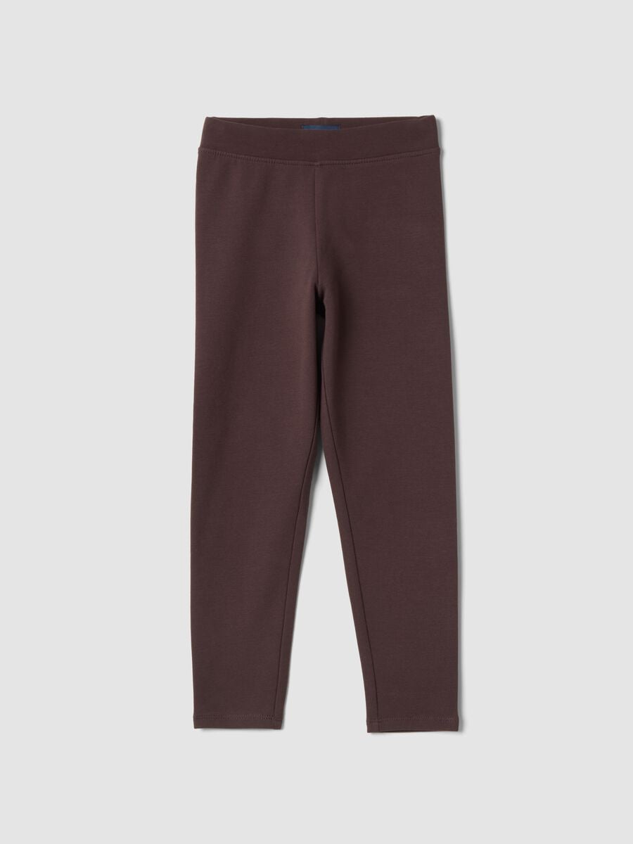 Leggings marroni in cotone organico elasticizzato skinny fit_0