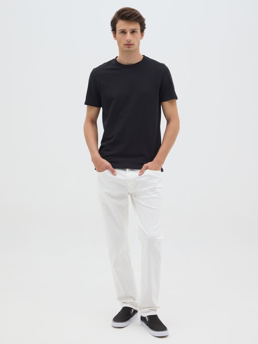 Men's black stretch cotton regular fit T-shirt_1