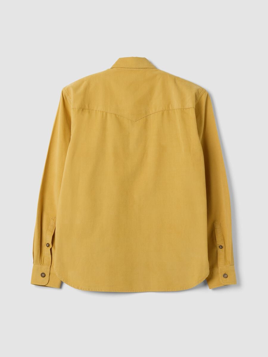 Camicia gialla in puro cotone a coste regular fit_2