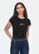 T-shirt nera in puro cotone a girocollo con scritta_1