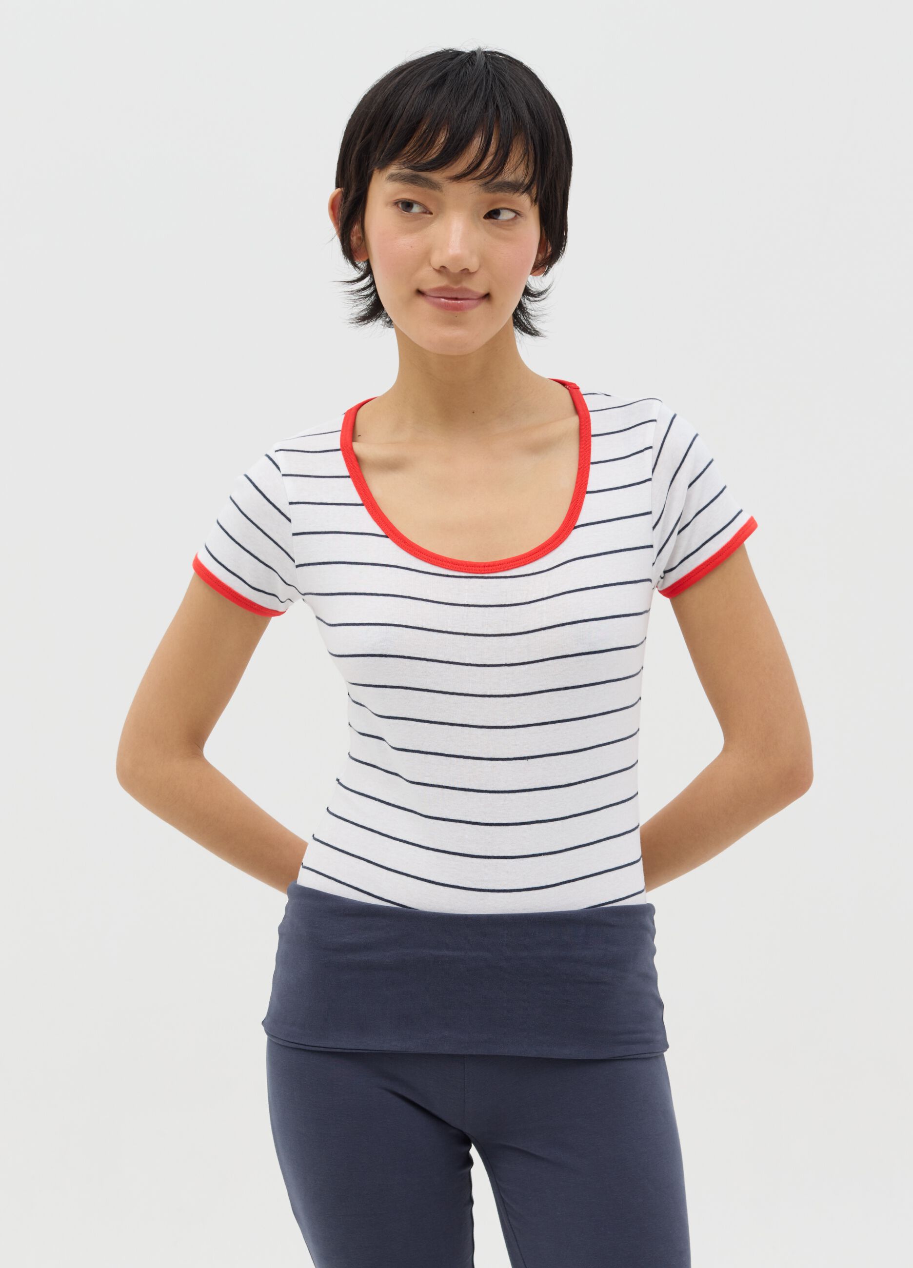 Short-sleeved white bodysuit