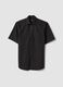 Black short-sleeve shirt with classic collar_4
