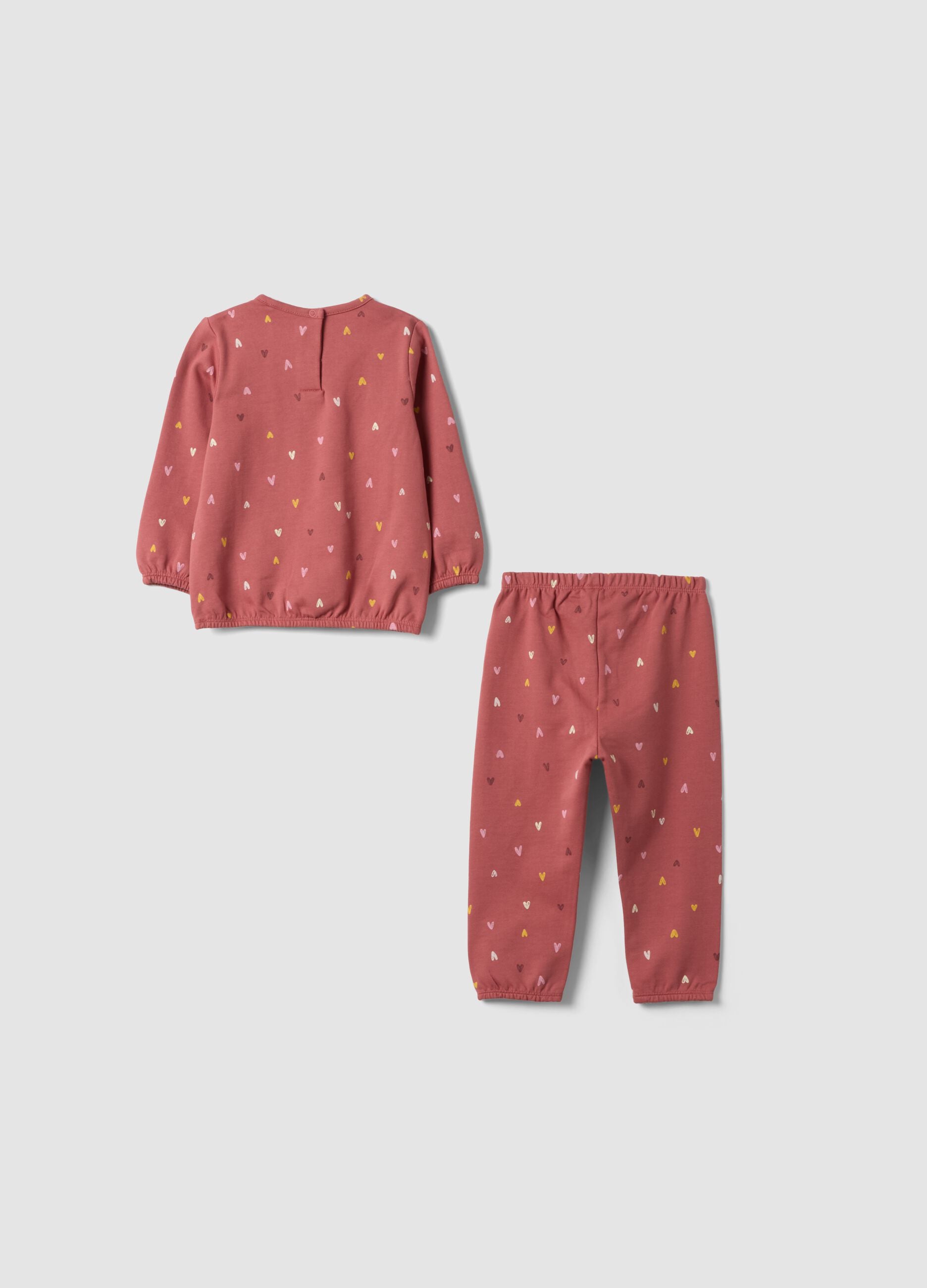 Pigiama rosa con girocollo in puro cotone organico