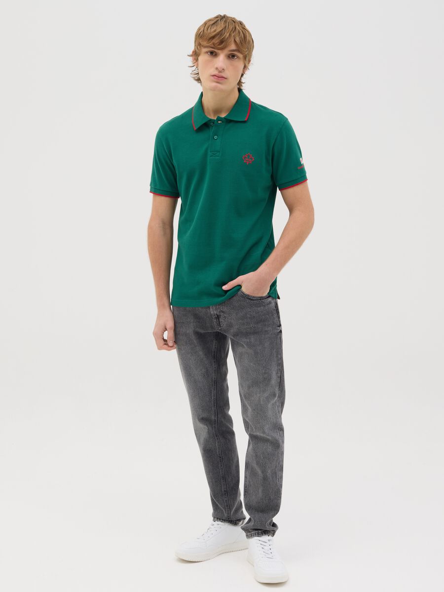 Polo a manica corta in cotone verde Canada's Trail_1