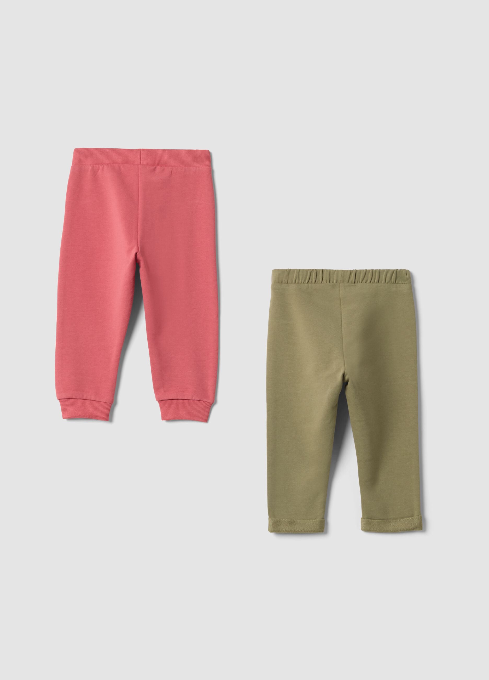 2-pack of multicolour stretch cotton joggers for baby girl