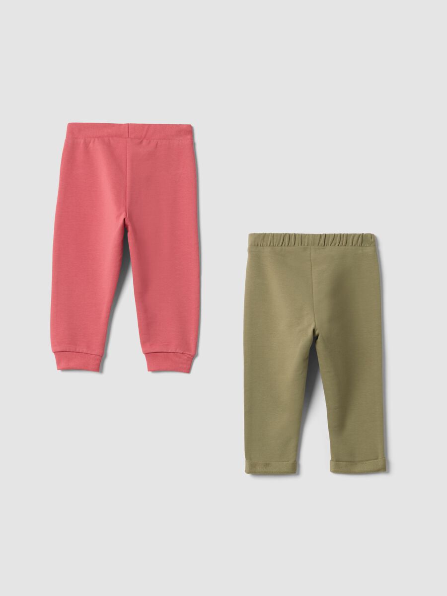 Bipack di jogger multicolor in cotone elasticizzato per bimba_1