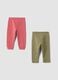 2-pack of multicolour stretch cotton joggers for baby girl_1