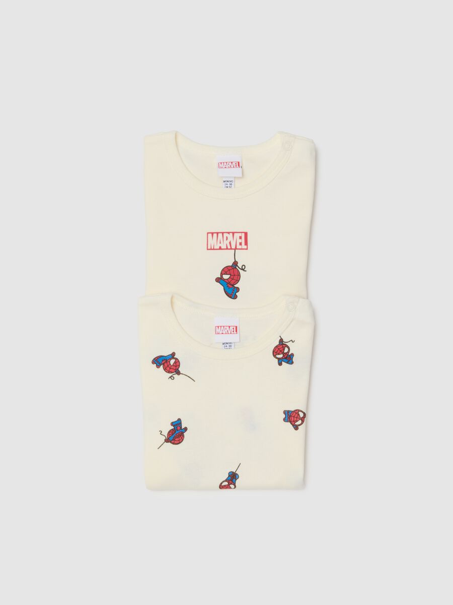 Baby beige cotton bodysuits twin pack with prints_3