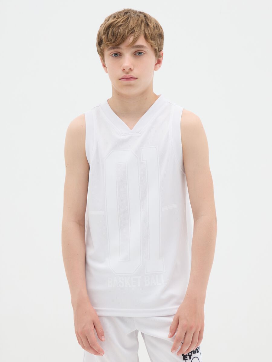 Boy's sleeveless white top regular fit_0